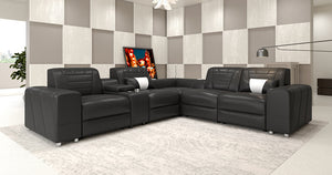 Eiffel Modern Leather Reclining Sectional with Console