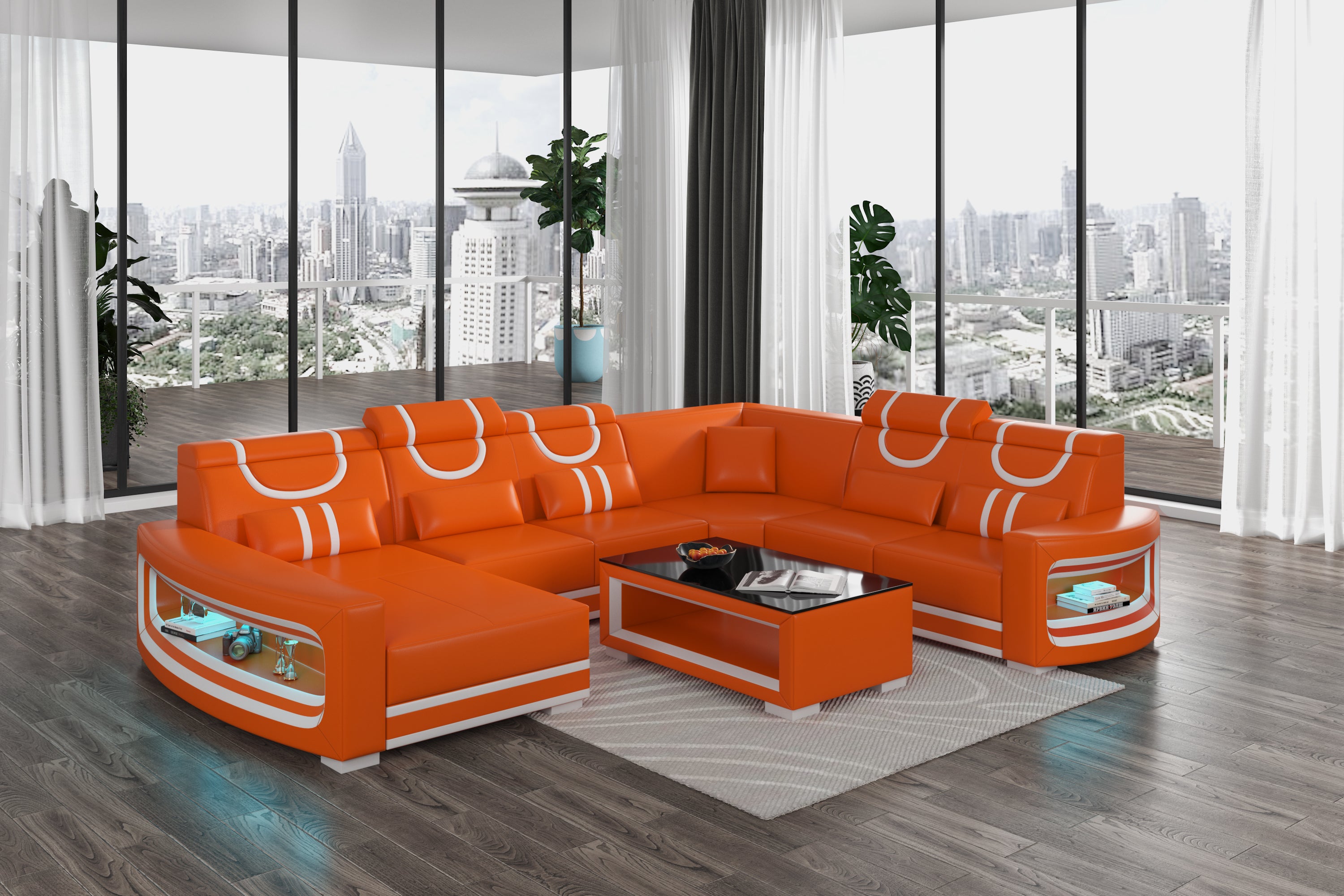 Luca Modern U Shape Sectional with LED Light