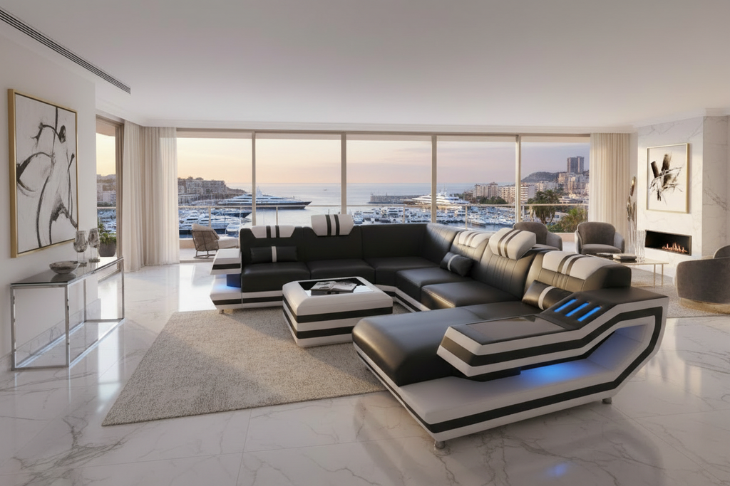 Aura Sectional Charcoal Gray White