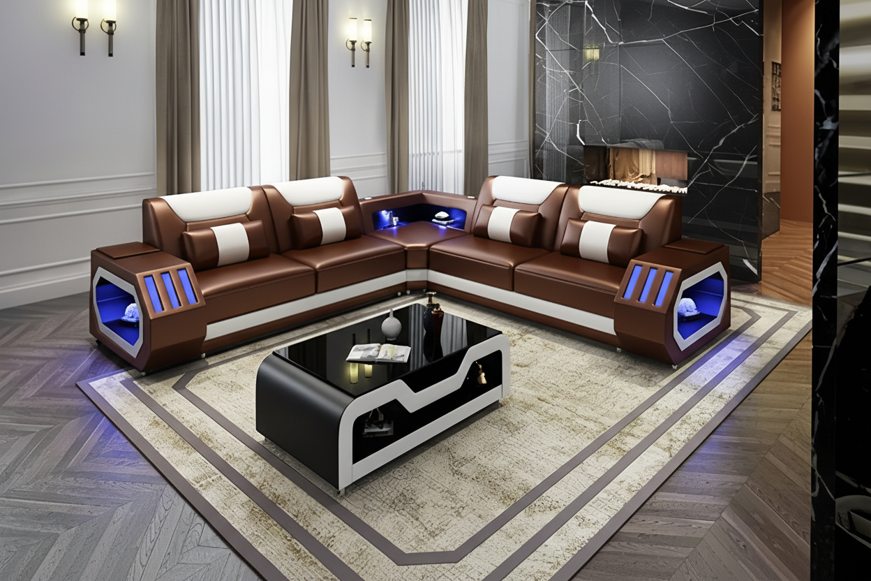 Brown & White Sectional - Reflection
