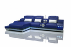 Celsius Mini Modern Leather Sectional - Navy Blue Reflection 2