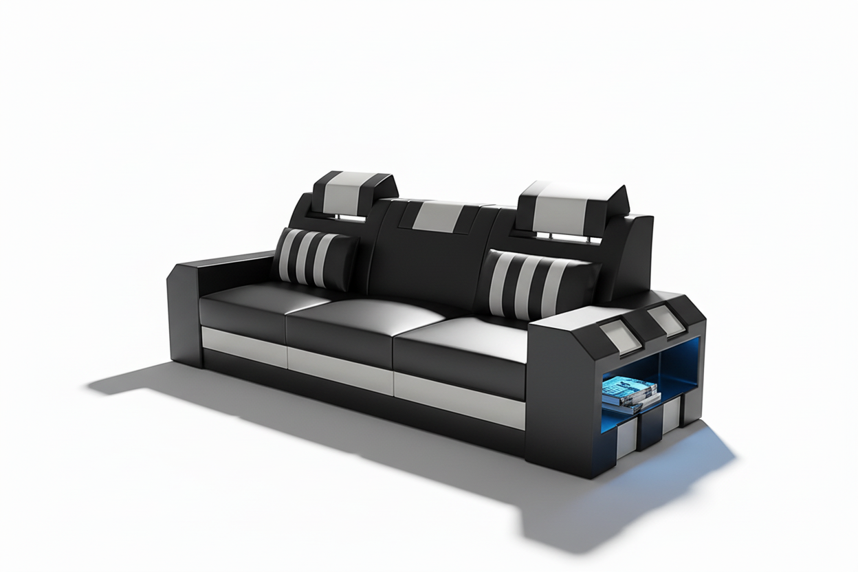 Cosmo LED Leather Sofa Set - Loveseat