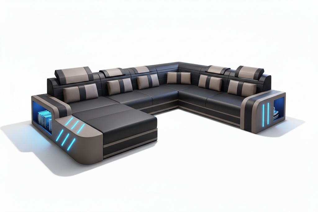 Dark grey and light grey sectional with shadow