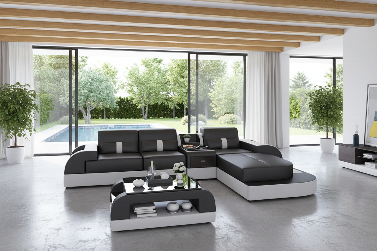 Piliu Small Leather Sectional with Chaise - Ranch House Accurate