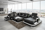 Sydney Large Leather Sectional with Side Table