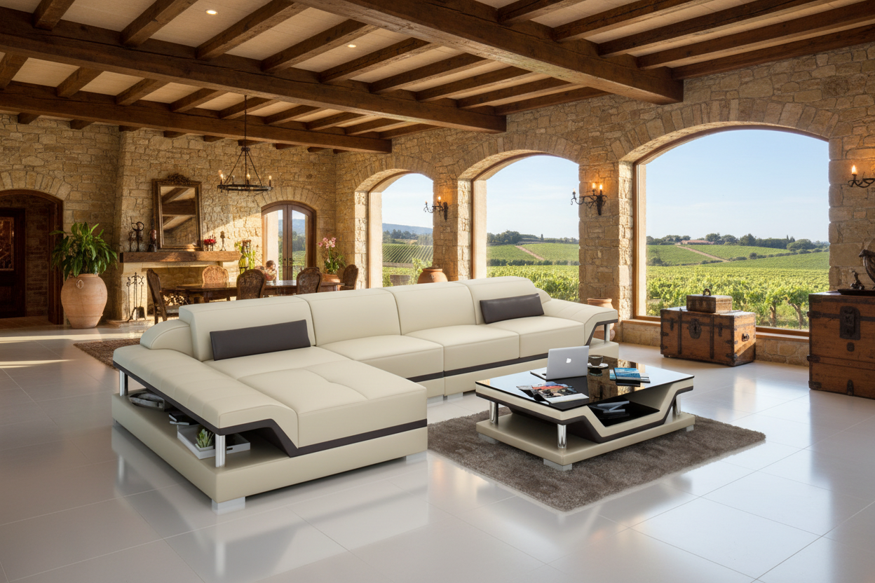Taliya Small Modern Leather Sectional - Wine Country Estate