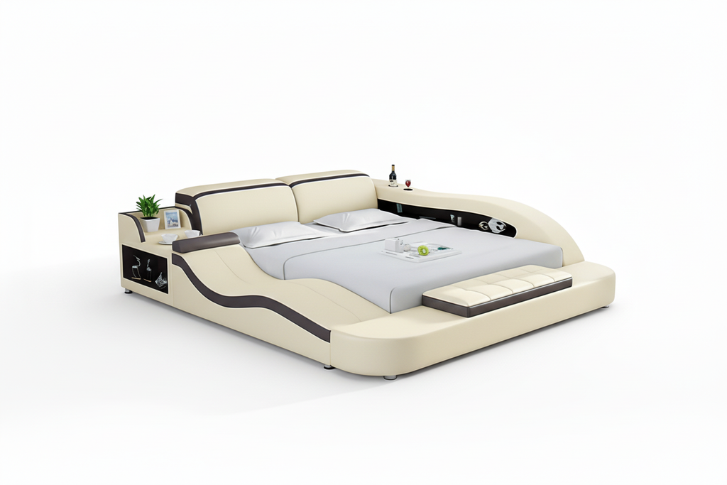 Victor Leather Multifunctional Bed with Storage