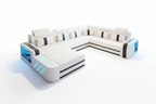 White base with black trim sectional with reflection
