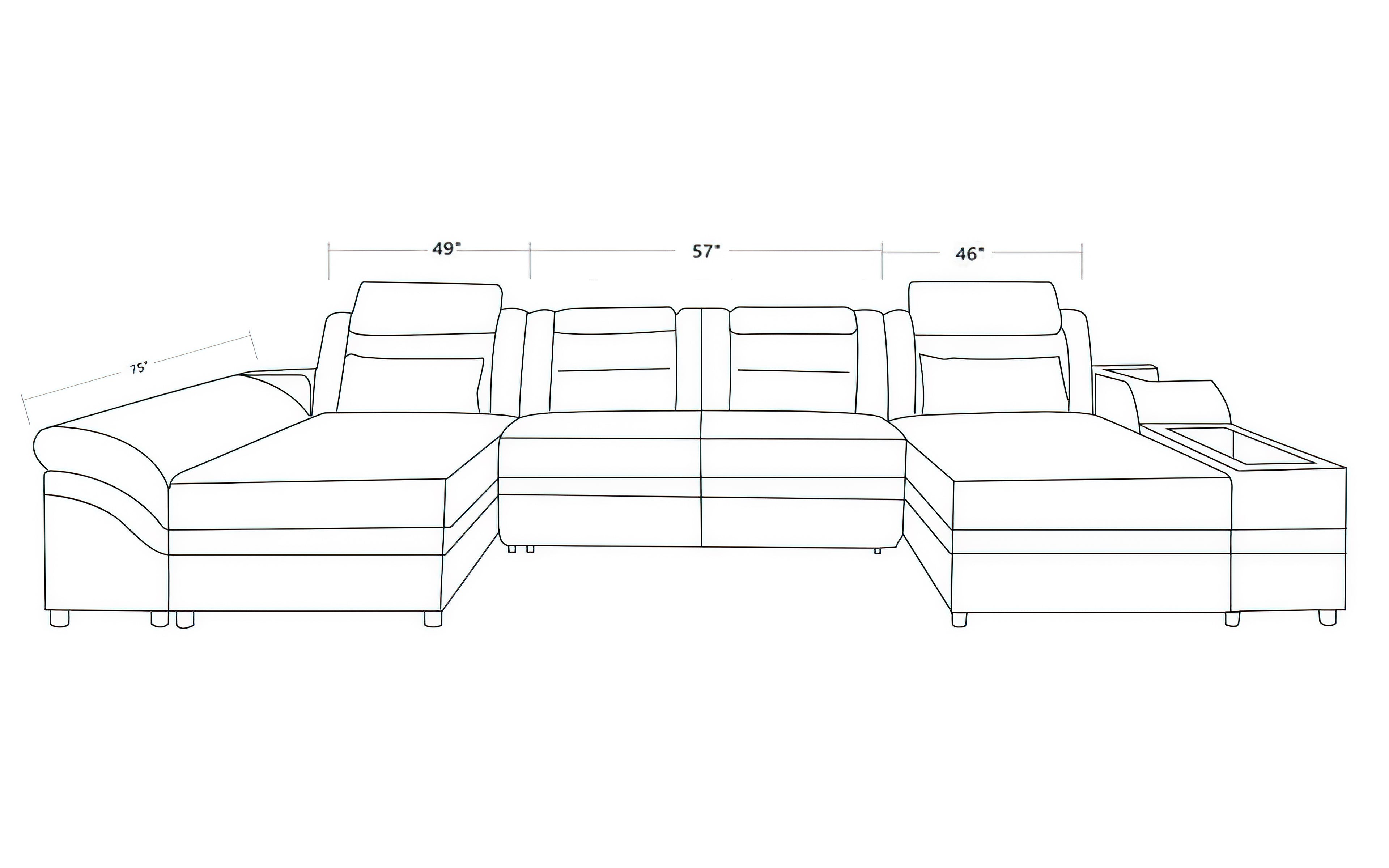 Venus Modern Leather Sectional with LED Light