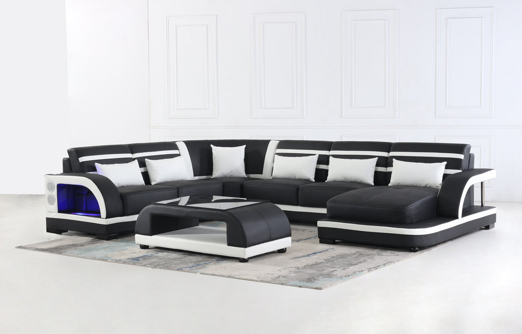 Grando Modern Sectional with Speaker & Wireless Charger & LED Lights