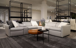 Maison Leather Recliner Sectional Sofa With Console