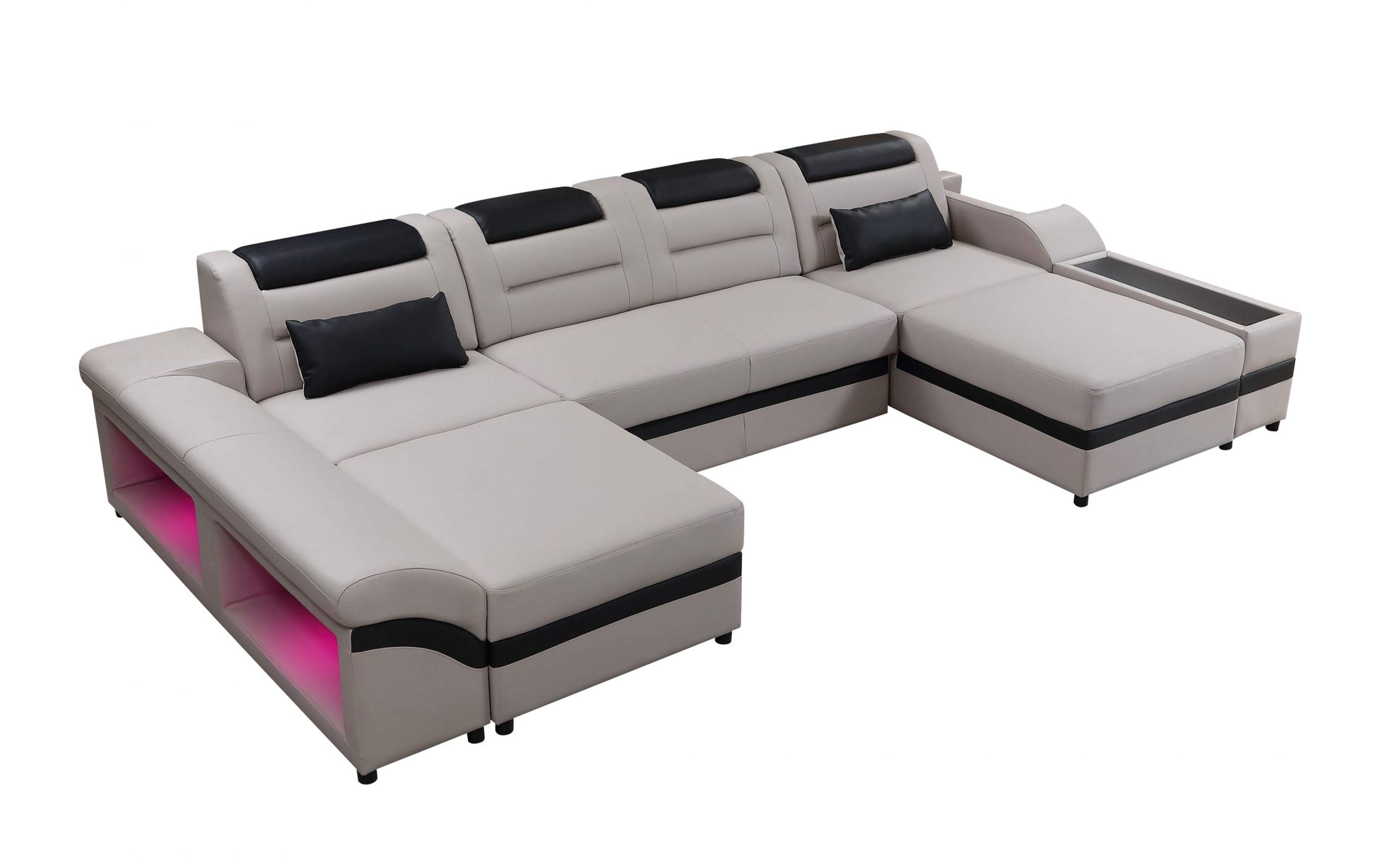 Venus Modern Leather Sectional with LED Light